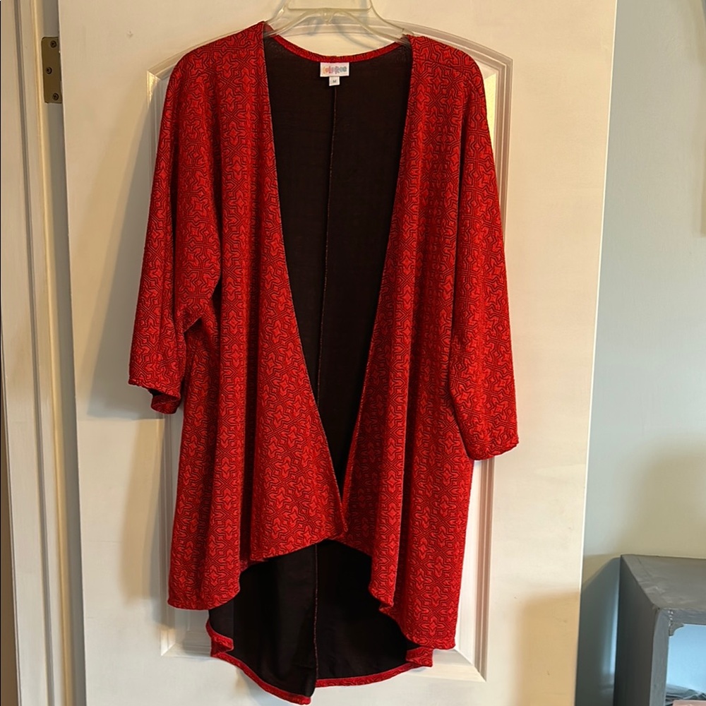 LuLaRoe Red Cardigan Lightweight Open-Front Style